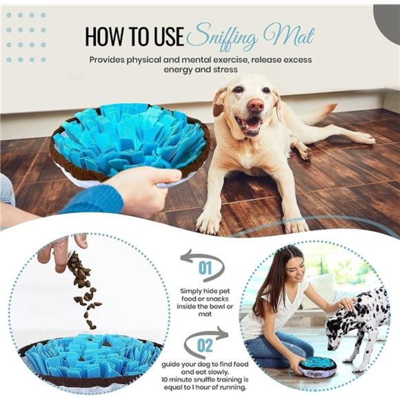 Snuffle Mat for Dogs – Interactive Feed Game/Dog Puzzle Toy (Blue) - Picture 3 of 6